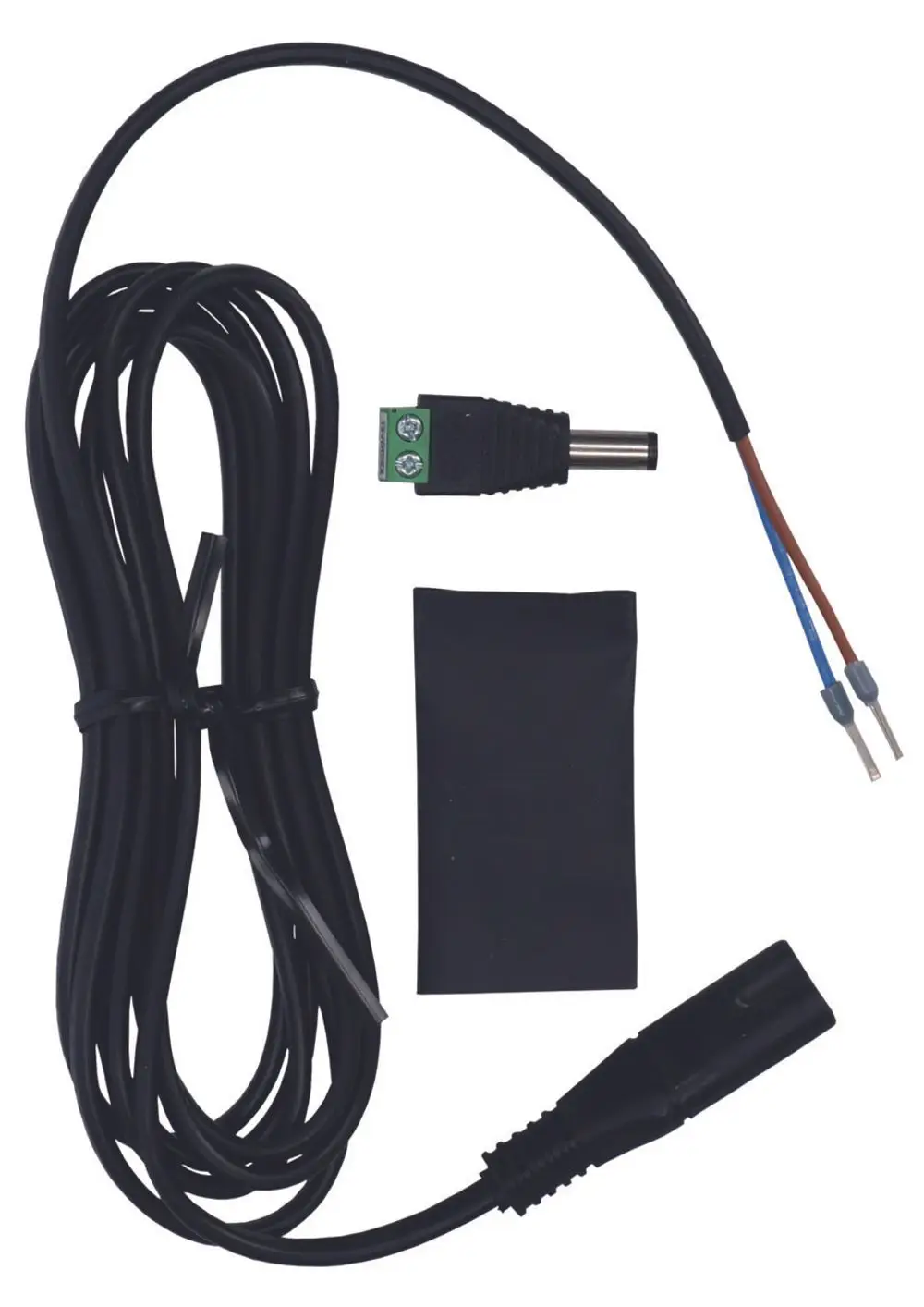 Judo Elektrodenanschluss mit zwei Kabelenden, einem geeigneten Stecker und einer isolierenden Abdeckung, bereit für die Verbindung mit einem Gerät.